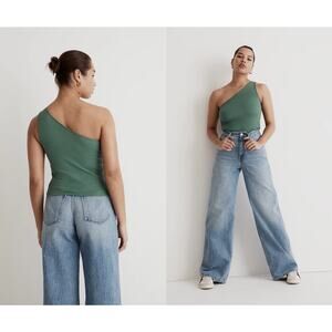 Madewell | Brightside Rib One-Shoulder Tank | Trellis Green | XXS | NWT